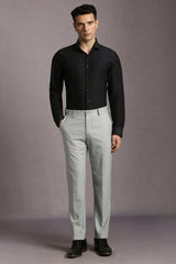 Men's Grey Formal Solid Slim Fit Trouser