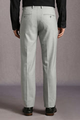 Men's Grey Formal Solid Slim Fit Trouser