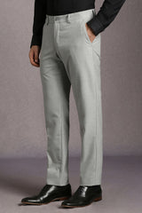 Men's Grey Formal Solid Slim Fit Trouser