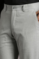 Men's Grey Formal Solid Slim Fit Trouser