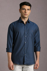 Men's Blue Casual Solid Slim Fit Full Sleeves Shirt