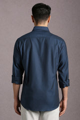 Men's Blue Casual Solid Slim Fit Full Sleeves Shirt