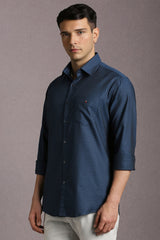Men's Blue Casual Solid Slim Fit Full Sleeves Shirt
