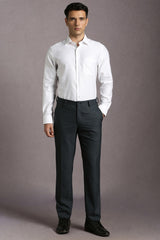 Men's Grey Formal Solid Slim Fit Trouser
