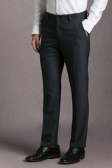 Men's Grey Formal Solid Slim Fit Trouser
