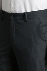 Men's Grey Formal Solid Slim Fit Trouser