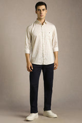Men's Beige Casual Printed Slim Fit Full Sleeves Shirt