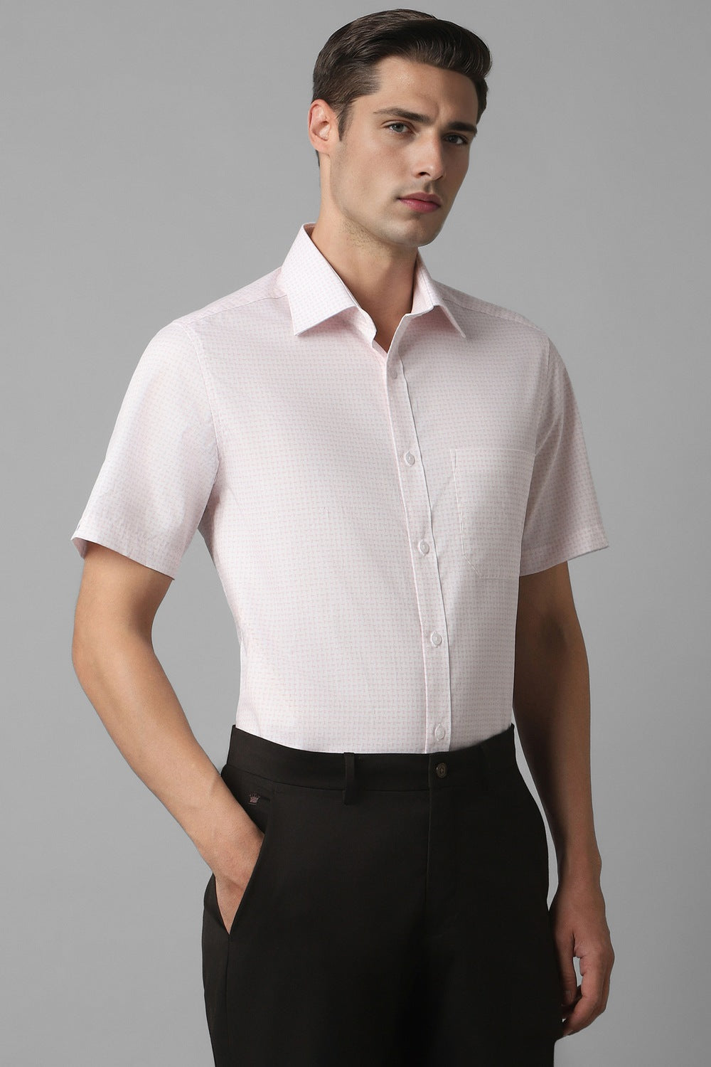 Men's Mauve Casual Half Sleeves Shirt