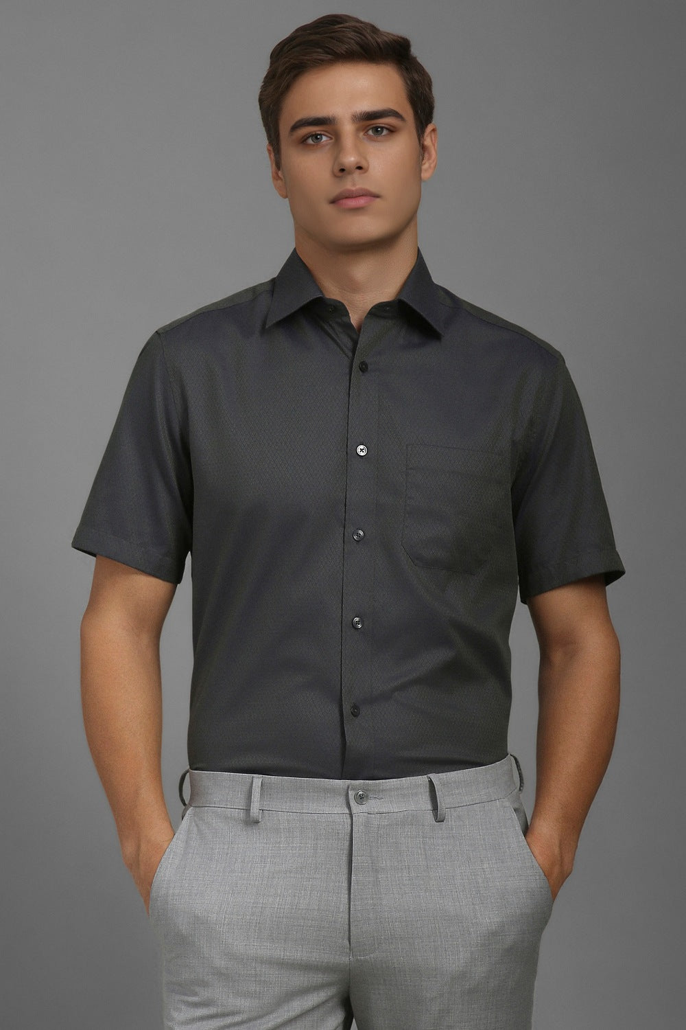 Men's Olive Casual Half Sleeves Shirt