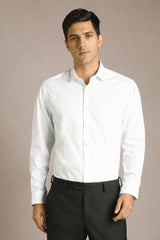 Men's White Formal Solid Regular Fit Full Sleeves Shirt