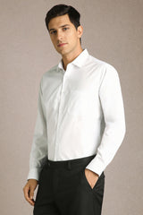 Men's White Formal Solid Regular Fit Full Sleeves Shirt