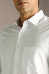 Men's White Formal Solid Regular Fit Full Sleeves Shirt