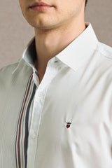 Men's White Casual Solid Slim Fit Full Sleeves Shirt