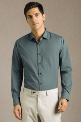 Men's Green Formal Solid Regular Fit Full Sleeves Shirt