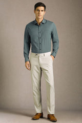 Men's Green Formal Solid Regular Fit Full Sleeves Shirt
