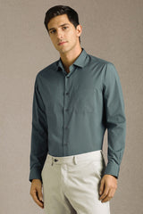 Men's Green Formal Solid Regular Fit Full Sleeves Shirt