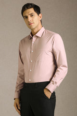 Men's Pink Formal Solid Regular Fit Full Sleeves Shirt