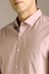 Men's Pink Formal Solid Regular Fit Full Sleeves Shirt