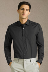 Men's Black Formal Solid Regular Fit Full Sleeves Shirt