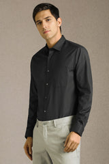 Men's Black Formal Solid Regular Fit Full Sleeves Shirt