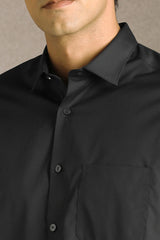 Men's Black Formal Solid Regular Fit Full Sleeves Shirt