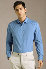 Men's Blue Formal Solid Regular Fit Full Sleeves Shirt