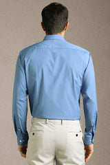 Men's Blue Formal Solid Regular Fit Full Sleeves Shirt