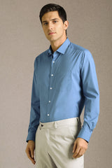 Men's Blue Formal Solid Regular Fit Full Sleeves Shirt
