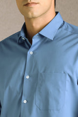 Men's Blue Formal Solid Regular Fit Full Sleeves Shirt