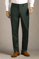 Men's Olive Formal Solid Slim Fit Trouser