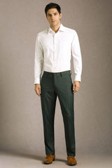 Men's Olive Formal Solid Slim Fit Trouser