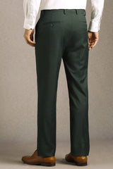 Men's Olive Formal Solid Slim Fit Trouser