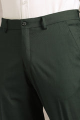 Men's Olive Formal Solid Slim Fit Trouser