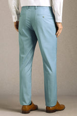 Men's Blue Formal Solid Slim Fit Trouser
