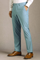 Men's Blue Formal Solid Slim Fit Trouser