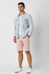 Men's Pink Casual Solid Regular Fit Shorts