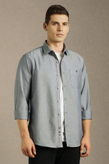 Men's Grey Casual Solid Slim Fit Full Sleeves Shirt