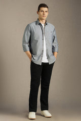 Men's Grey Casual Solid Slim Fit Full Sleeves Shirt