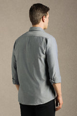 Men's Grey Casual Solid Slim Fit Full Sleeves Shirt