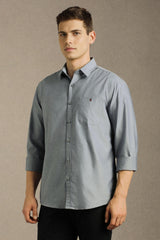 Men's Grey Casual Solid Slim Fit Full Sleeves Shirt