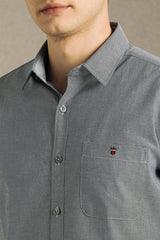 Men's Grey Casual Solid Slim Fit Full Sleeves Shirt