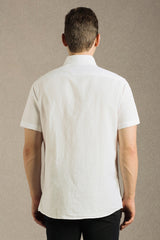 Men's White Casual Solid Slim Fit Half Sleeves Shirt