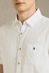 Men's White Casual Solid Slim Fit Half Sleeves Shirt