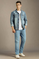 Men's Navy Blue Low Rise Straight Fit Jeans