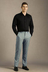 Men's Blue Formal Solid Slim Fit Trouser
