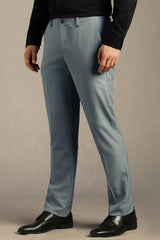 Men's Blue Formal Solid Slim Fit Trouser