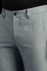 Men's Blue Formal Solid Slim Fit Trouser
