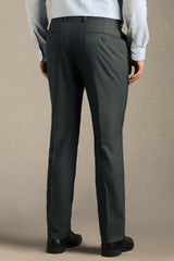 Men's Grey Formal Solid Slim Fit Trouser