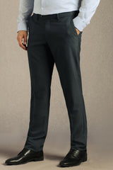 Men's Grey Formal Solid Slim Fit Trouser