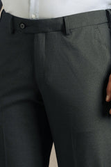 Men's Grey Formal Solid Slim Fit Trouser